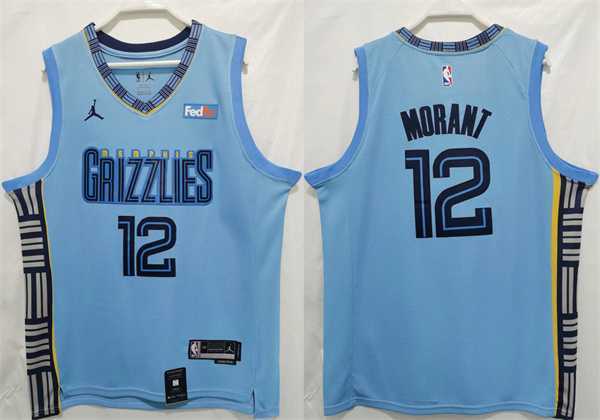 Mens Memphis Grizzlies #12 Ja Morant Blue Stitched Jersey->memphis grizzlies->NBA Jersey